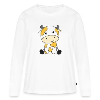 Kuh Banane Kawaii Retro japanisch Bananen Kühe - T-shirt manches longues Premium bio Femme - blanc - Devant - Julia (174cm)