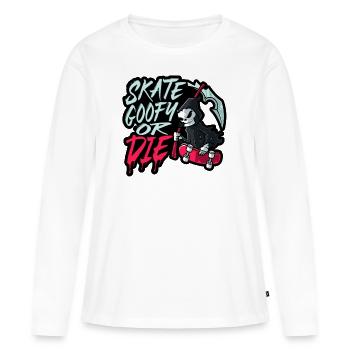 Skater Goofy Sensemann Skateboard - T-shirt manches longues Premium bio Femme - blanc - Devant - Julia (174cm)