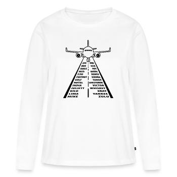 Nato Alphabet Motif Pilote pilote de contrôleur aérien - T-shirt manches longues Premium bio Femme - blanc - Devant - Julia (174cm)