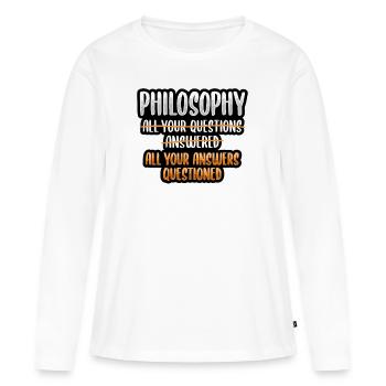Chemise de philosophie pour étudiant en philosophie - T-shirt manches longues Premium bio Femme - blanc - Devant - Julia (174cm)