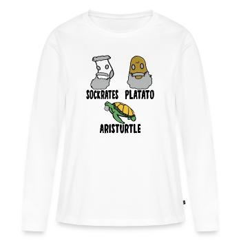 Philosophie Socrate Platon Aristote Philosophe - T-shirt manches longues Premium bio Femme - blanc - Devant - Julia (174cm)