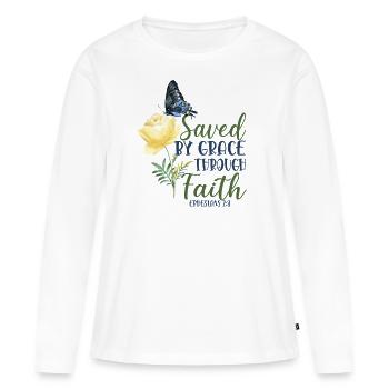 Christian Bible Verse Butterfly - Frauen Premium Bio Langarmshirt - Weiß - Vorne - Julia (174cm)
