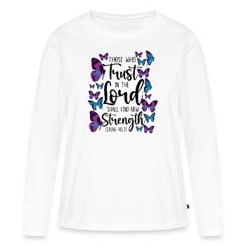 Christian Bible Verse Quote - Frauen Premium Bio Langarmshirt - Weiß - Vorne - Julia (174cm)