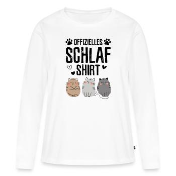 Offizielles Katzen Schlafanzug - Frauen Premium Bio Langarmshirt - Weiß - Vorne - Julia (174cm)