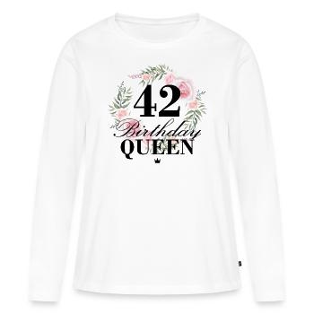 42ème anniversaire Anniversaire Reine 42 ans - T-shirt manches longues Premium bio Femme - blanc - Devant - Julia (174cm)