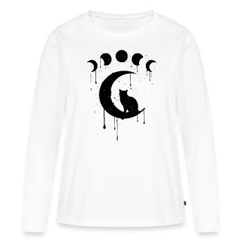 Occult Moon Phase Gothique Grunge Occulte - T-shirt manches longues Premium bio Femme - blanc - Devant - Julia (174cm)