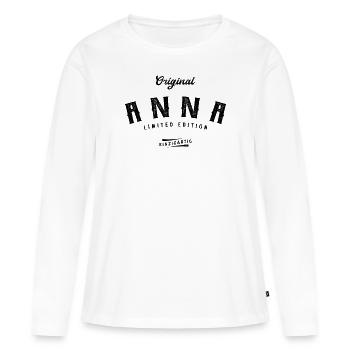 Anna Limited Edition - Frauen Premium Bio Langarmshirt - Weiß - Vorne - Julia (174cm)