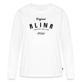 Alina Limited Edition - Frauen Premium Bio Langarmshirt - Weiß - Vorne - Julia (174cm)