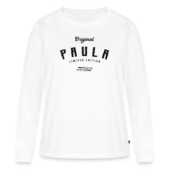 Paula Limited Edition - Frauen Premium Bio Langarmshirt - Weiß - Vorne - Julia (174cm)