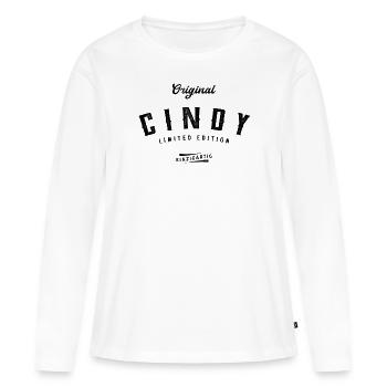 Cindy Limited Edition - Frauen Premium Bio Langarmshirt - Weiß - Vorne - Julia (174cm)