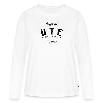 Ute Limited Edition - Frauen Premium Bio Langarmshirt - Weiß - Vorne - Julia (174cm)
