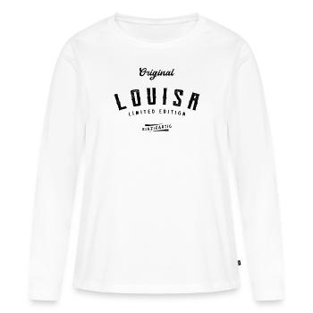 Louisa Limited Edition - Frauen Premium Bio Langarmshirt - Weiß - Vorne - Julia (174cm)