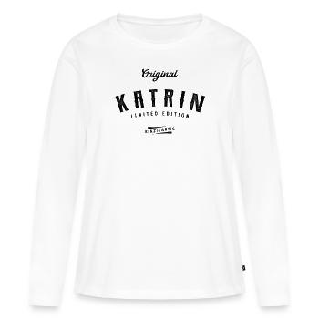 Katrin Limited Edition - Frauen Premium Bio Langarmshirt - Weiß - Vorne - Julia (174cm)