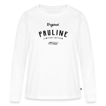 Pauline Limited Edition - Frauen Premium Bio Langarmshirt - Weiß - Vorne - Julia (174cm)