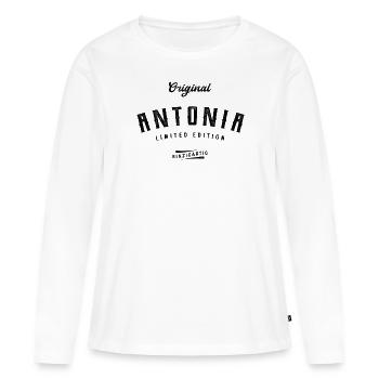 Antonia Limited Edition - Frauen Premium Bio Langarmshirt - Weiß - Vorne - Julia (174cm)