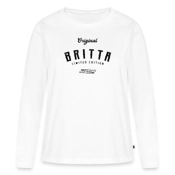 Britta Limited Edition - Frauen Premium Bio Langarmshirt - Weiß - Vorne - Julia (174cm)