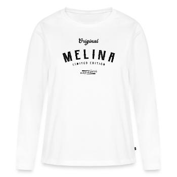 Melina Limited Edition - Frauen Premium Bio Langarmshirt - Weiß - Vorne - Julia (174cm)