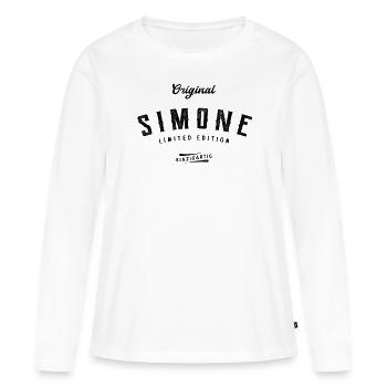 Simone Limited Edition - Frauen Premium Bio Langarmshirt - Weiß - Vorne - Julia (174cm)
