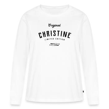 Christine Limited Edition - Frauen Premium Bio Langarmshirt - Weiß - Vorne - Julia (174cm)