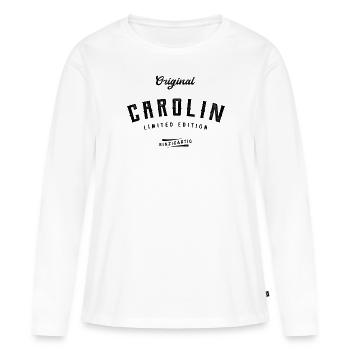 Carolin Limited Edition - Frauen Premium Bio Langarmshirt - Weiß - Vorne - Julia (174cm)