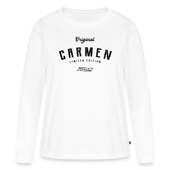 Carmen Limited Edition - Frauen Premium Bio Langarmshirt - Weiß - Vorne - Julia (174cm)