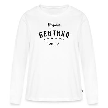 Gertrud Limited Edition - Frauen Premium Bio Langarmshirt - Weiß - Vorne - Julia (174cm)