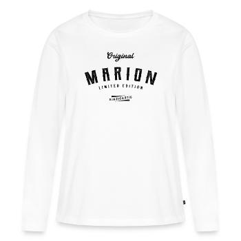 Marion Limited Edition - Frauen Premium Bio Langarmshirt - Weiß - Vorne - Julia (174cm)