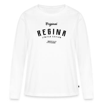 Regina Limited Edition - Frauen Premium Bio Langarmshirt - Weiß - Vorne - Julia (174cm)