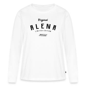 Alena Limited Edition - Frauen Premium Bio Langarmshirt - Weiß - Vorne - Julia (174cm)