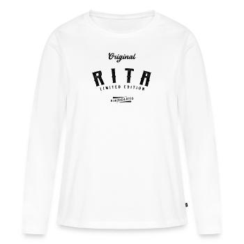 Rita Limited Edition - Frauen Premium Bio Langarmshirt - Weiß - Vorne - Julia (174cm)