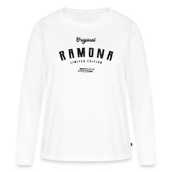 Ramona Limited Edition - Frauen Premium Bio Langarmshirt - Weiß - Vorne - Julia (174cm)
