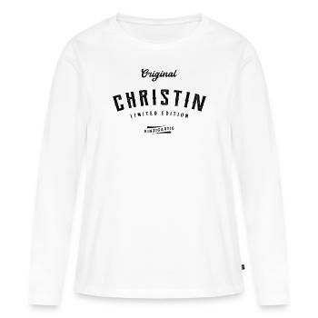 Christin Limited Edition - Frauen Premium Bio Langarmshirt - Weiß - Vorne - Julia (174cm)