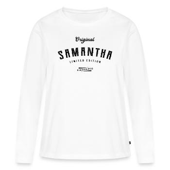 Samantha Limited Edition - Frauen Premium Bio Langarmshirt - Weiß - Vorne - Julia (174cm)