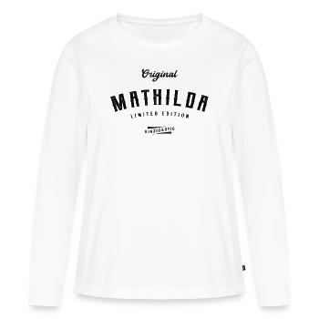 Mathilda Limited Edition - Frauen Premium Bio Langarmshirt - Weiß - Vorne - Julia (174cm)