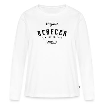 Rebecca Limited Edition - Frauen Premium Bio Langarmshirt - Weiß - Vorne - Julia (174cm)
