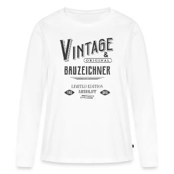 Bauzeichner Vintage - Frauen Premium Bio Langarmshirt - Weiß - Vorne - Julia (174cm)