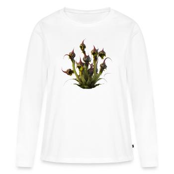Fleischfressende Pflanzen: Der nächste Schrecken? - Frauen Premium Bio Langarmshirt - Weiß - Vorne - Julia (174cm)