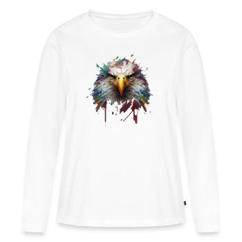 Freiheit in Farbe: Adlerporträt auf Leinwand - Frauen Premium Bio Langarmshirt - Weiß - Vorne - Julia (174cm)
