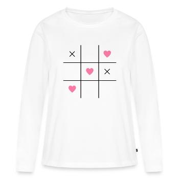 Liebe Liebe Romantisch Original Valentinstag - Frauen Premium Bio Langarmshirt - Weiß - Vorne - Julia (174cm)