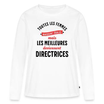 Directrice Cadeau Patronne Citation Rigolo Femme - T-shirt manches longues Premium bio Femme - blanc - Devant - Julia (174cm)