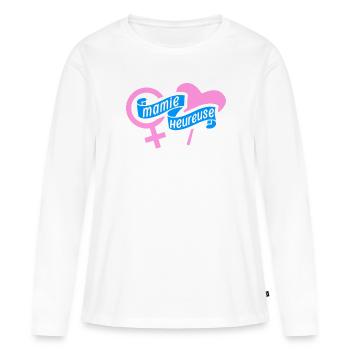 Mamie Cadeau Grand-mère Citation Humour Rigolo - T-shirt manches longues Premium bio Femme - blanc - Devant - Julia (174cm)