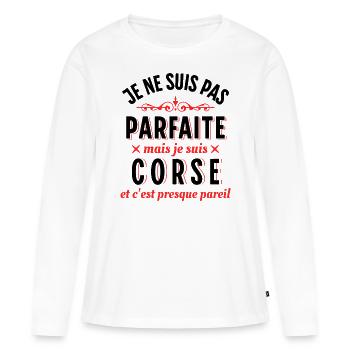 Corse Cadeau Région Rigolo île de Beauté Humour - T-shirt manches longues Premium bio Femme - blanc - Devant - Julia (174cm)
