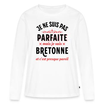 Bretagne cadeau pour bretonne Citation Région - T-shirt manches longues Premium bio Femme - blanc - Devant - Julia (174cm)