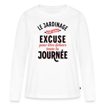 Jardinage Cadeau pour Jardinier Potager Jardin - T-shirt manches longues Premium bio Femme - blanc - Devant - Julia (174cm)