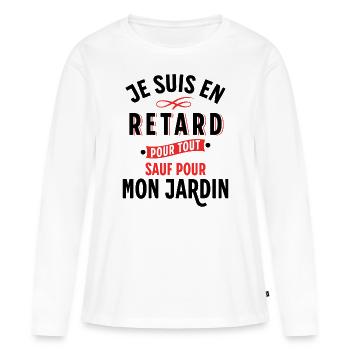 Jardinage Cadeau pour Jardinier Potager Jardin - T-shirt manches longues Premium bio Femme - blanc - Devant - Julia (174cm)