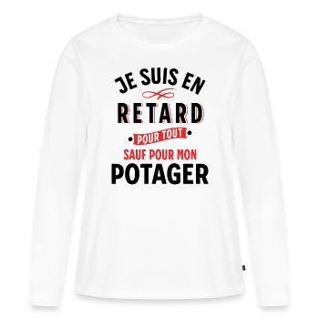 Jardinage Cadeau pour Jardinier Potager Jardin - T-shirt manches longues Premium bio Femme - blanc - Devant - Julia (174cm)