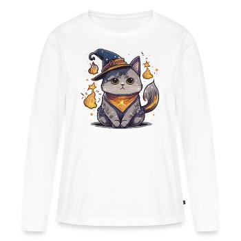 Feline Wizard - Women's Premium Organic Long Sleeve Shirt - white - Front - Julia (174cm)