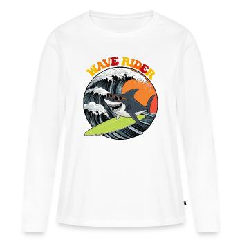 wave riderr - T-shirt manches longues Premium bio Femme - blanc - Devant - Julia (174cm)