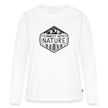 Connecter avec la nature - T-shirt manches longues Premium bio Femme - blanc - Devant - Julia (174cm)