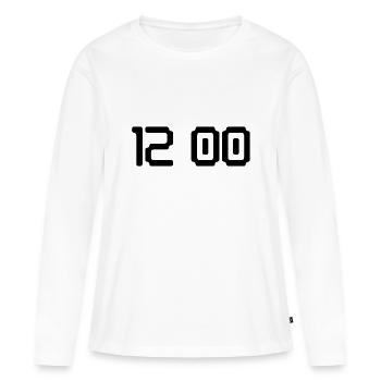 Heure 12 heures digitale - T-shirt manches longues Premium bio Femme - blanc - Devant - Julia (174cm)
